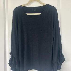 Banana Republic Black Ruffle Sleeve Top Size M EUC